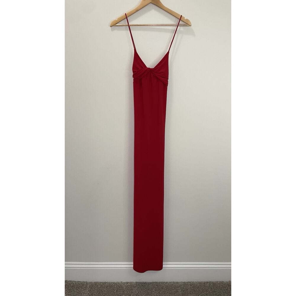 NWT Vintage Ibisco Y2K Prom Dress Maxi Gown 90s Glam Wedding V Neck Strap Red XS - Picture 6 of 8